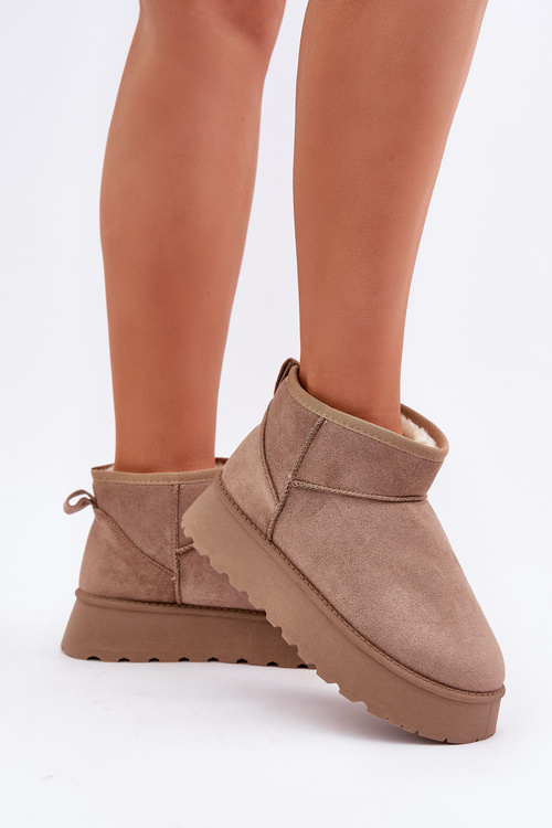 Snehové Topánky Na Platforme Z Eko Semišu Tmavo Béžové Vlivana