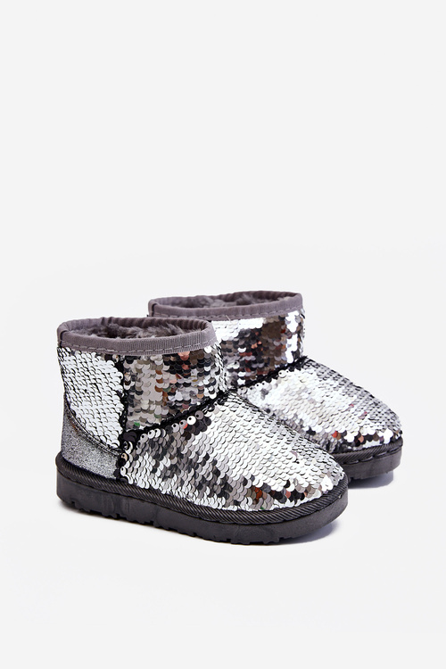 Detské izolované snehové topánky s flitrami Silver Shard