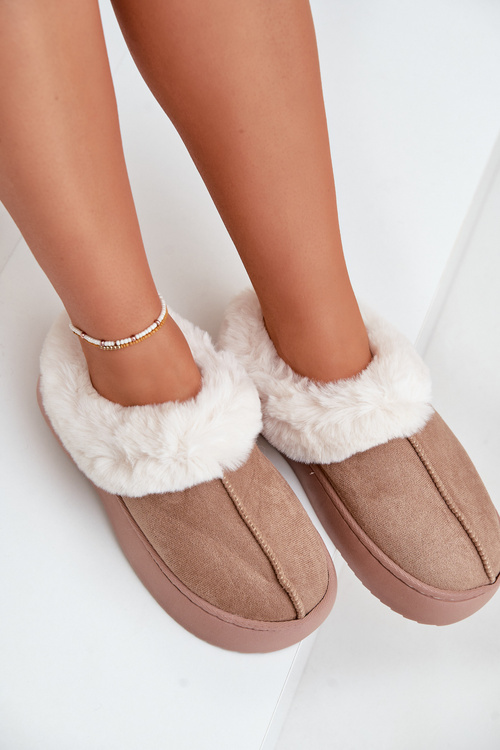 Dámske Papuče S Kožúškom Béžové Zinntia