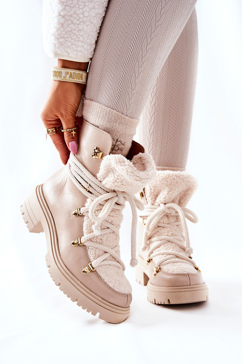 Kožené boty Trapper Tied Lewski Světle Béžove 3116