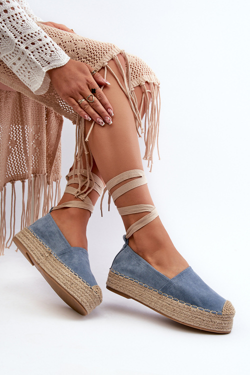 Dámske modré Tailesse šnurovacie espadrilky na platforme