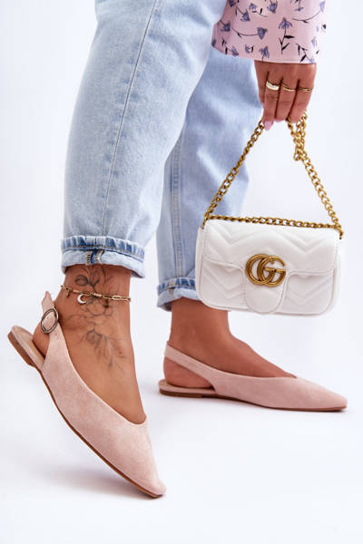 Dámske semišové baleríny ružová Kenra