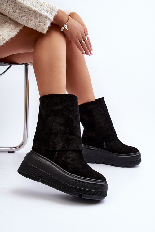 Suede Boots na čiernej platforme Maciejka 05319-01
