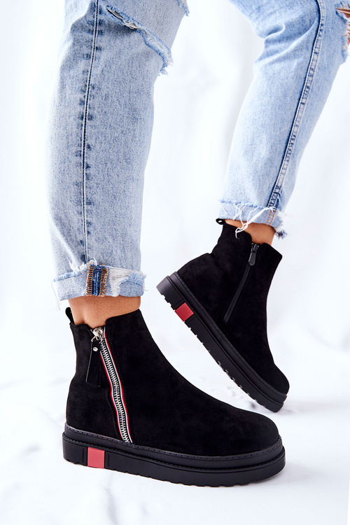 Suede topánky na topánkach Jodhpur na platforme čiernej Nessa