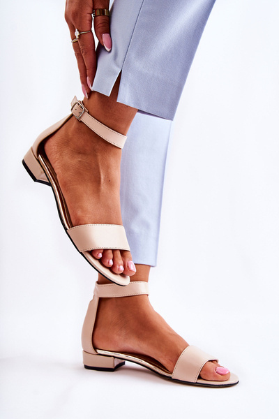 Dámske kožené sandále béžové Shanley