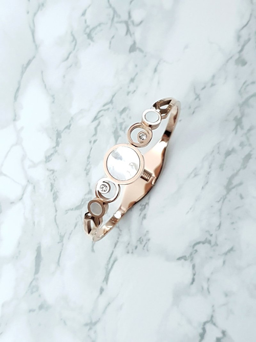 Dámský Náramek Ocel perleťové kameny růžové zlato Dione