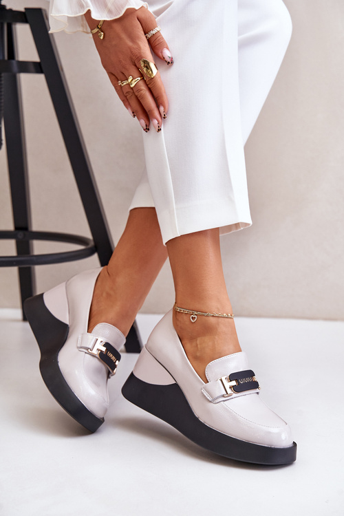 Lakované Mokasíny Na Klínu Šedé Vinceza 58337