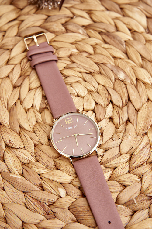 Dámske hodinky na koženom remienku Ernest E62001MD Pink
