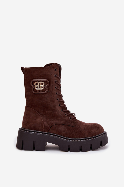 Dámské workery s ozdobným prvkem zateplené čokoládové Ilyane