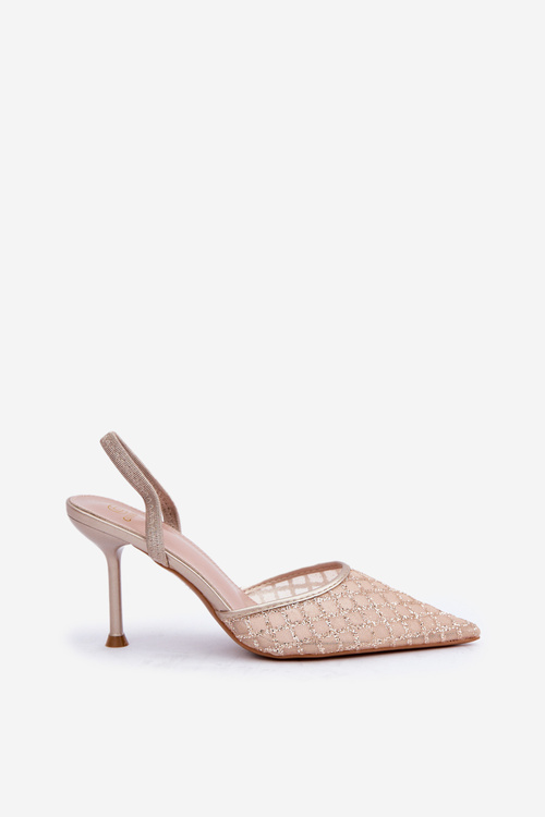 Lodičky S Odkrytou Pätou Ozdobené Glitrami Zlaté Berilae