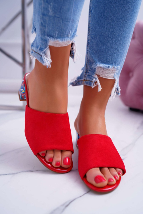 Elegantné ženské žabky na červenom Valencii Suede