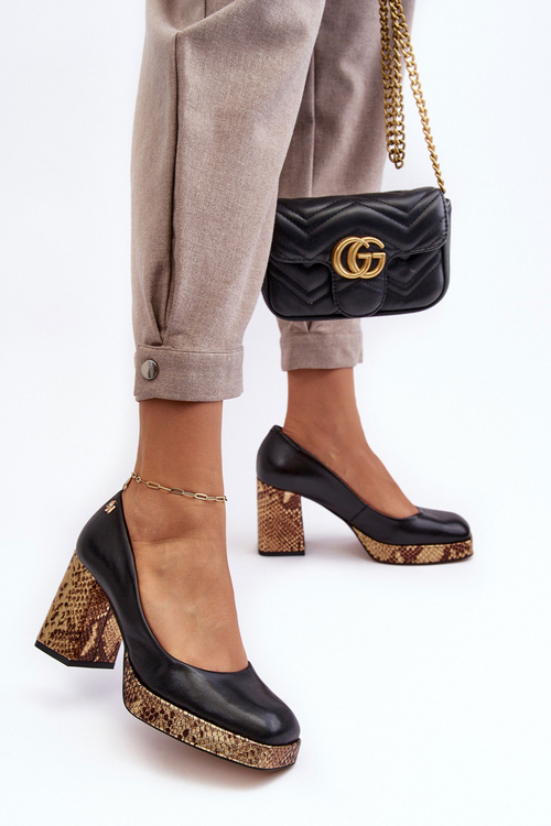 Módne kožené čerpadlá Laura Messi 2599 čierna