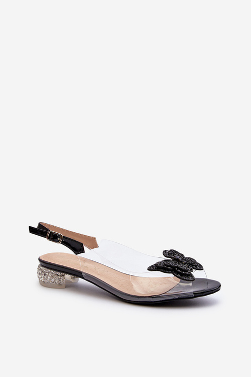 Sandály Průhledné s ozdobami Černé SBarski MR1037-05