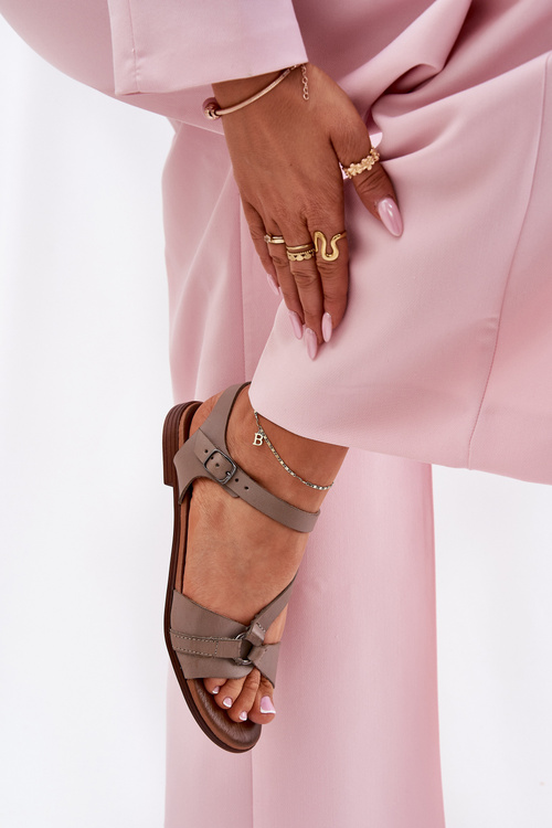 Zazoo 40182 Kožené Dámske Sandále Tmavo Béžové