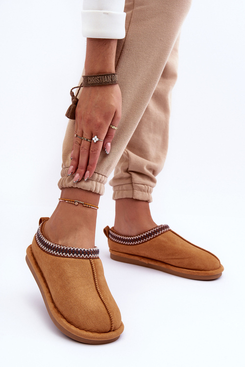 Dámska semišová papie s hnedou kožušinou Polinna