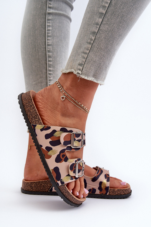 Dámské žabky s přezkami béžovo-hnědé Oliena