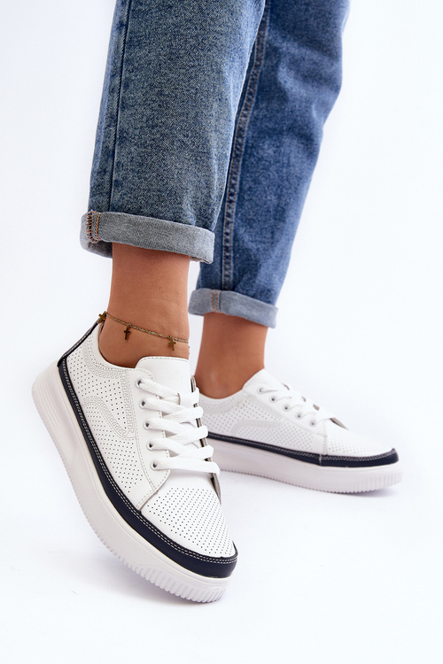 Dámské kožené sportovní boty Tenisky bílo-modré Failla