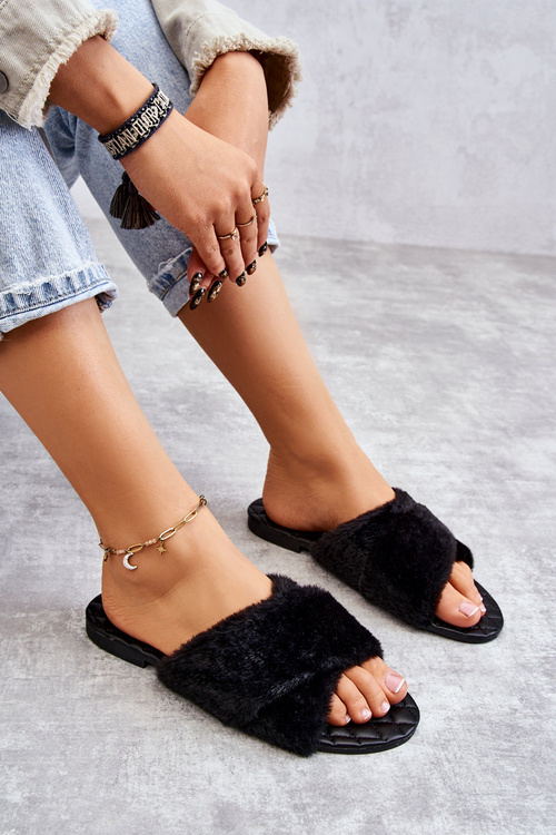 Dámské cukle s kožešinou černá Lussie