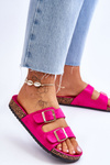 Dámské sandály na korkové platformě s pruhy Fuchsia Doretta