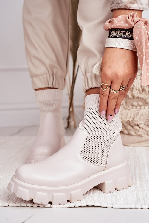 Ženské ponožkové topánky pracovné topánky ecru búrlivé