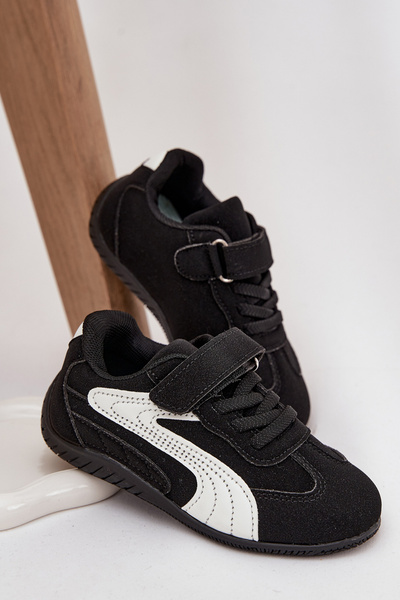 Dětské sportovní boty s přezkou Černo-bílé Perrin