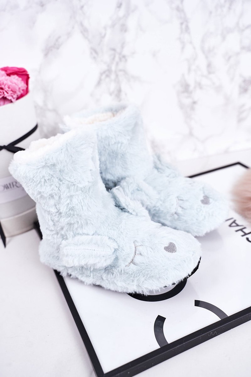 Dětské Pantofle Izolované Z Kůže Světle Modré Sleepyhead