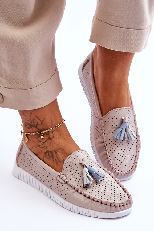 Dámske kožené openy Lanzarot svetloružové mokasíry