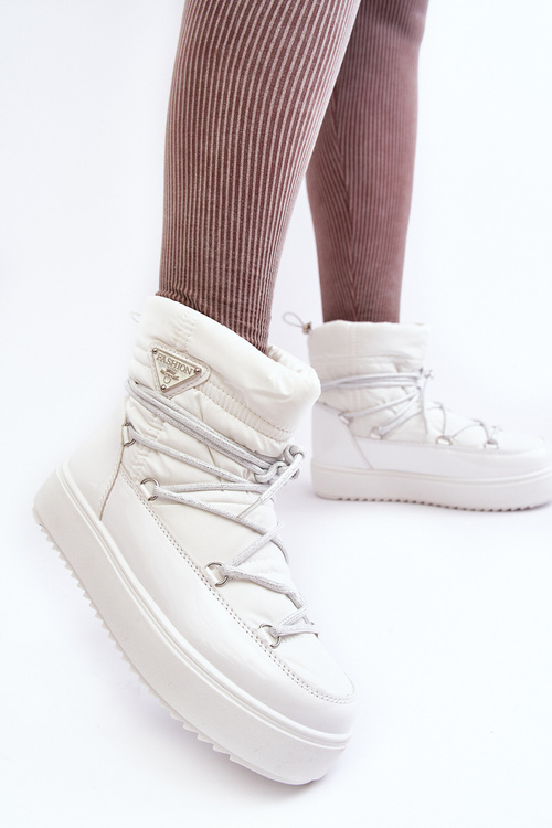 Dámske snehové topánky na plošine s bielym útrikom