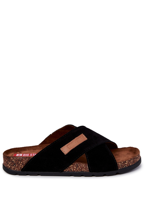 Pánska pohodlná veľká hviezda JJ176005 Black Flip -flops