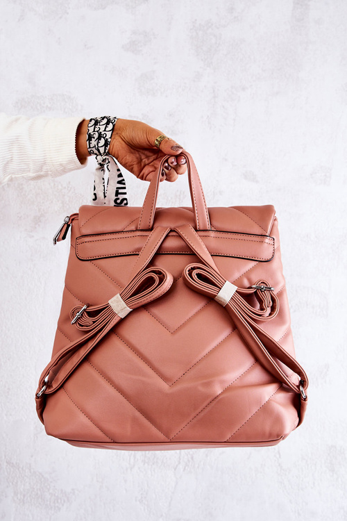 Veľká koža prešívaná batoh Pink gwendie