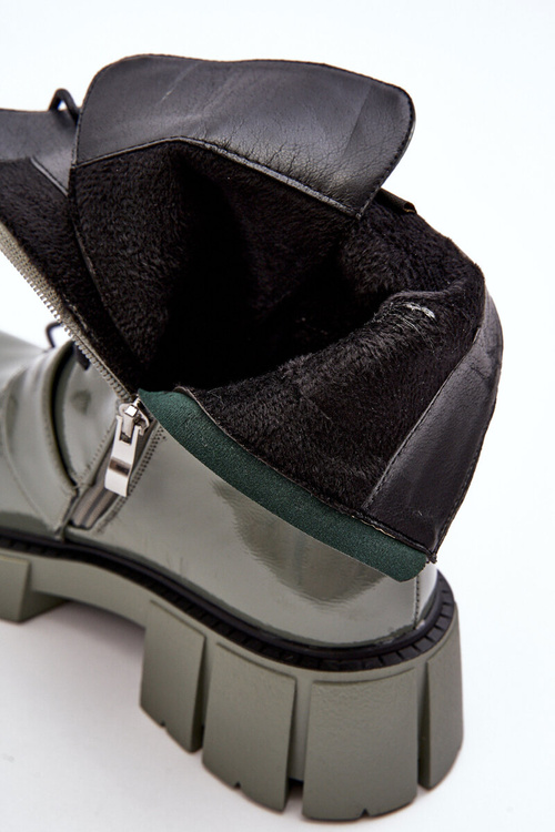 Dámské lakové boty ve zelené barvě SBarski MR870-61