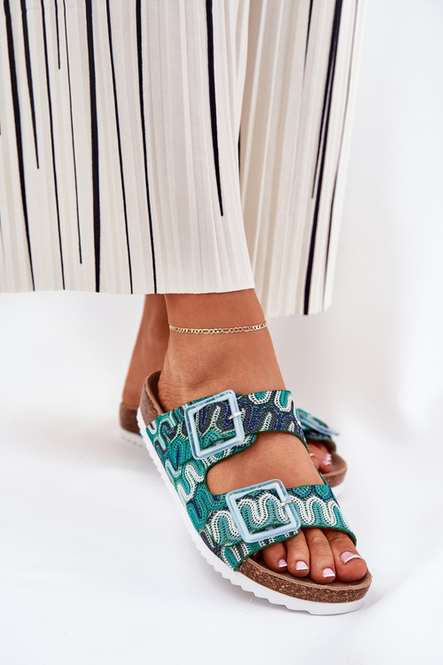 Dámske Papuče S Prackami A Glitrom S.Barski RB51-006 Zelené