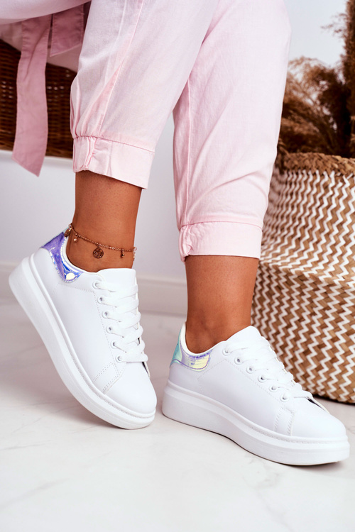 Športové dámske topánky lu boo biele kovové modrá matilda