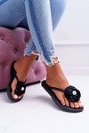 Ženské flip -flops flip -flops čierny kvet elenda