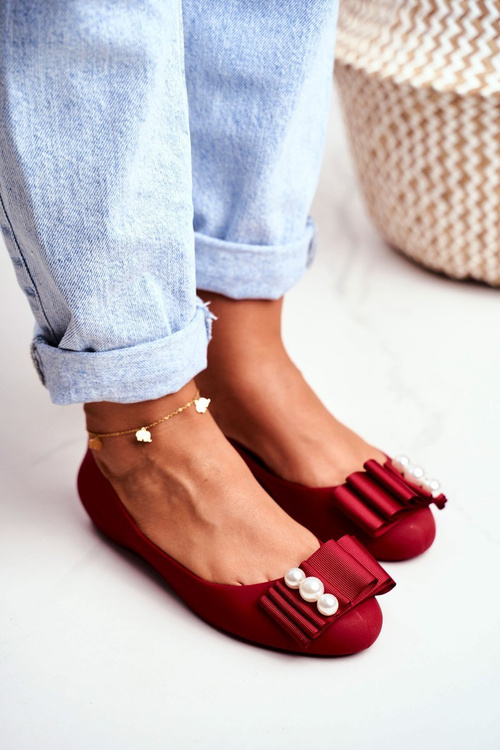 Červené Joleen bows gumové baleríny