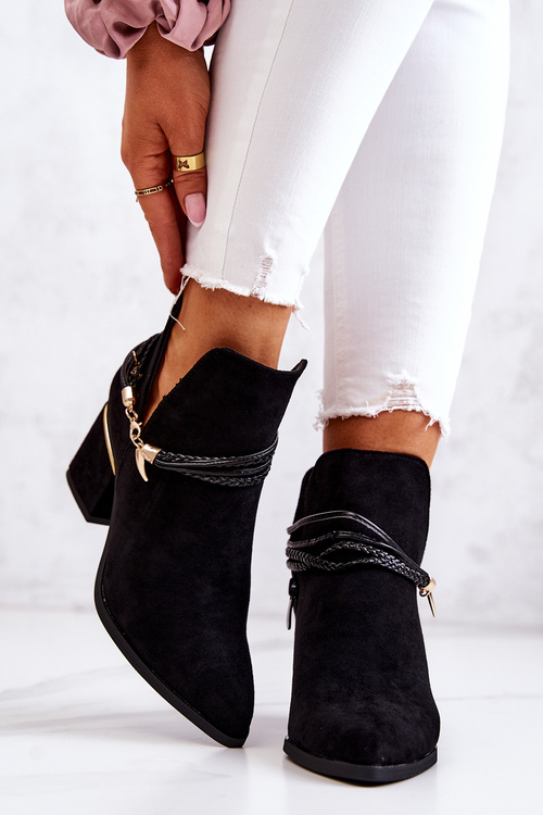 Semišové kovbojské boty s pruhy Černé Inessa