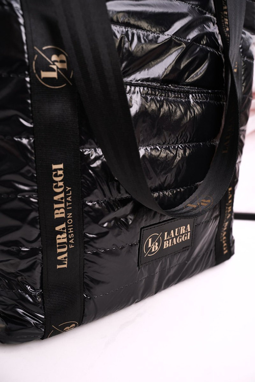 Veľký nakupujúci Laura Biaggi Bag Black Golden Logo