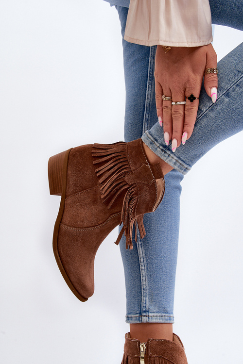 Zazoo 3430 Dámske Semišové Topánky so Šnúrkami Camel