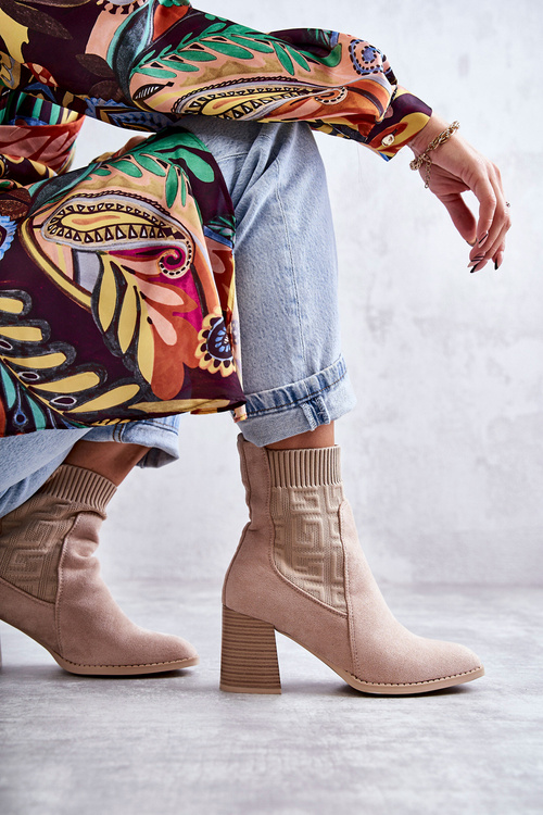 Dámské semišové boty s ponožkou béžové Montes