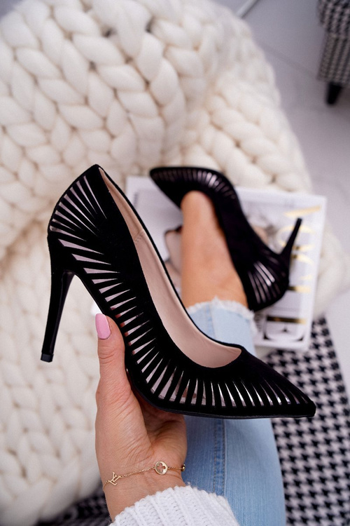 Dámské Semišové Lodičky Na Jehlovém Podpatku Černé Fenne