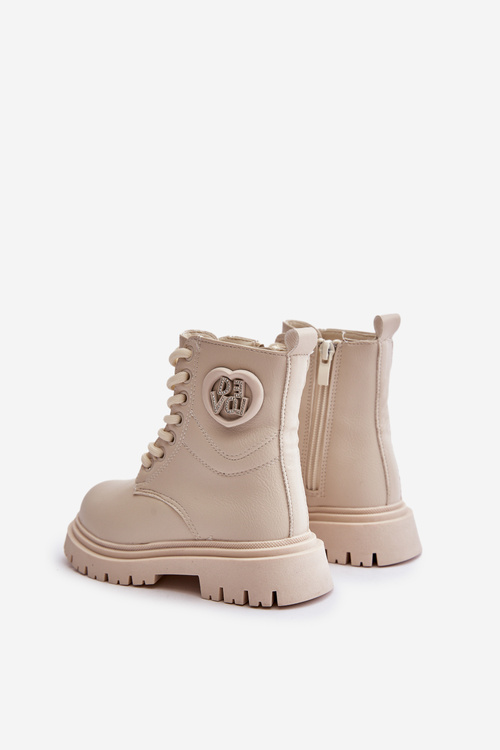 Dievčenské čižmy zateplené kožušinou na zips béžové Evaliraea