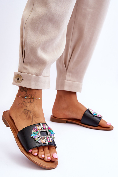 Dámsky módny flip -flops s dekoráciou Black Halsey