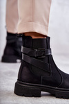 Dámské zateplené boty Jodhpur boty s páskem černé Jose