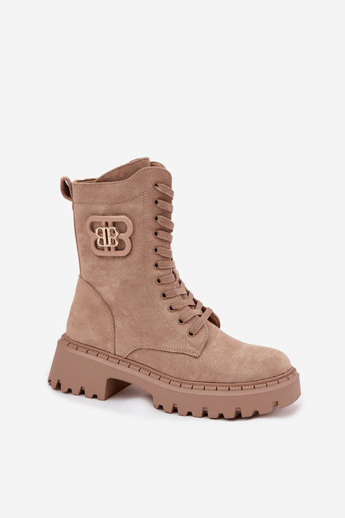 Dámske Workery členkové topánky s ozdobným prvkom zateplené béžové Kalindra