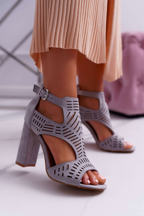 Dámské Sandály Na Podpatku Peep Toe Šedé Carmelita