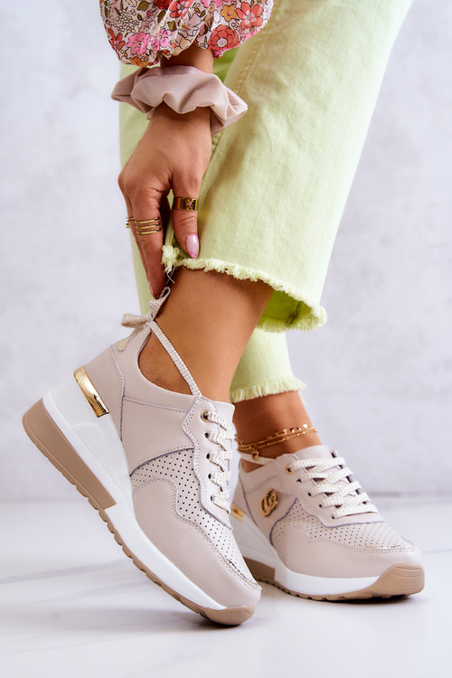 Dámská kůže sportovní obuv Sneakers béžový Loissa
