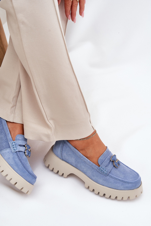 Dámske semišové mokasíny s prívěskom medvedíka Vinceza 79533 Modré