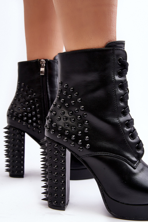 Dámske topánky na príspevku s gombíkami Čierna Alemilla