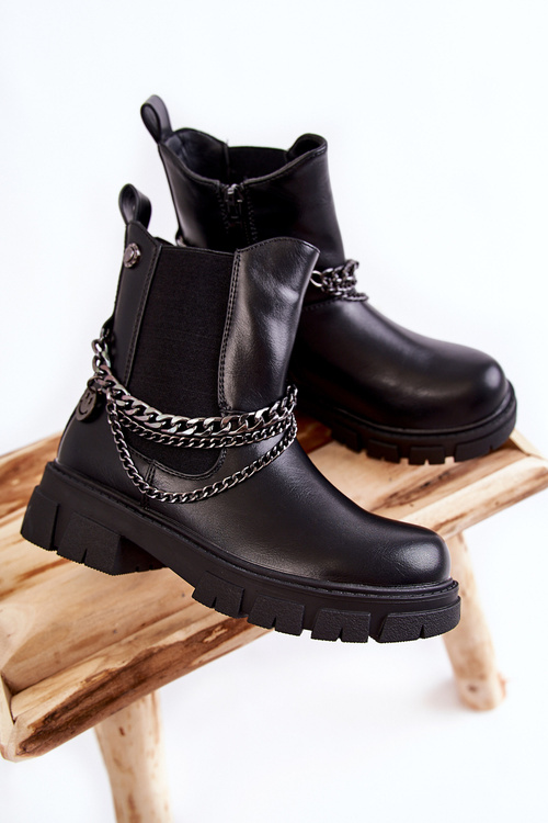 Dětské zateplené kožené kozačky Černe Lise