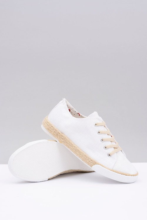 Biele ľanové dámske materiály Peppi espadrilles